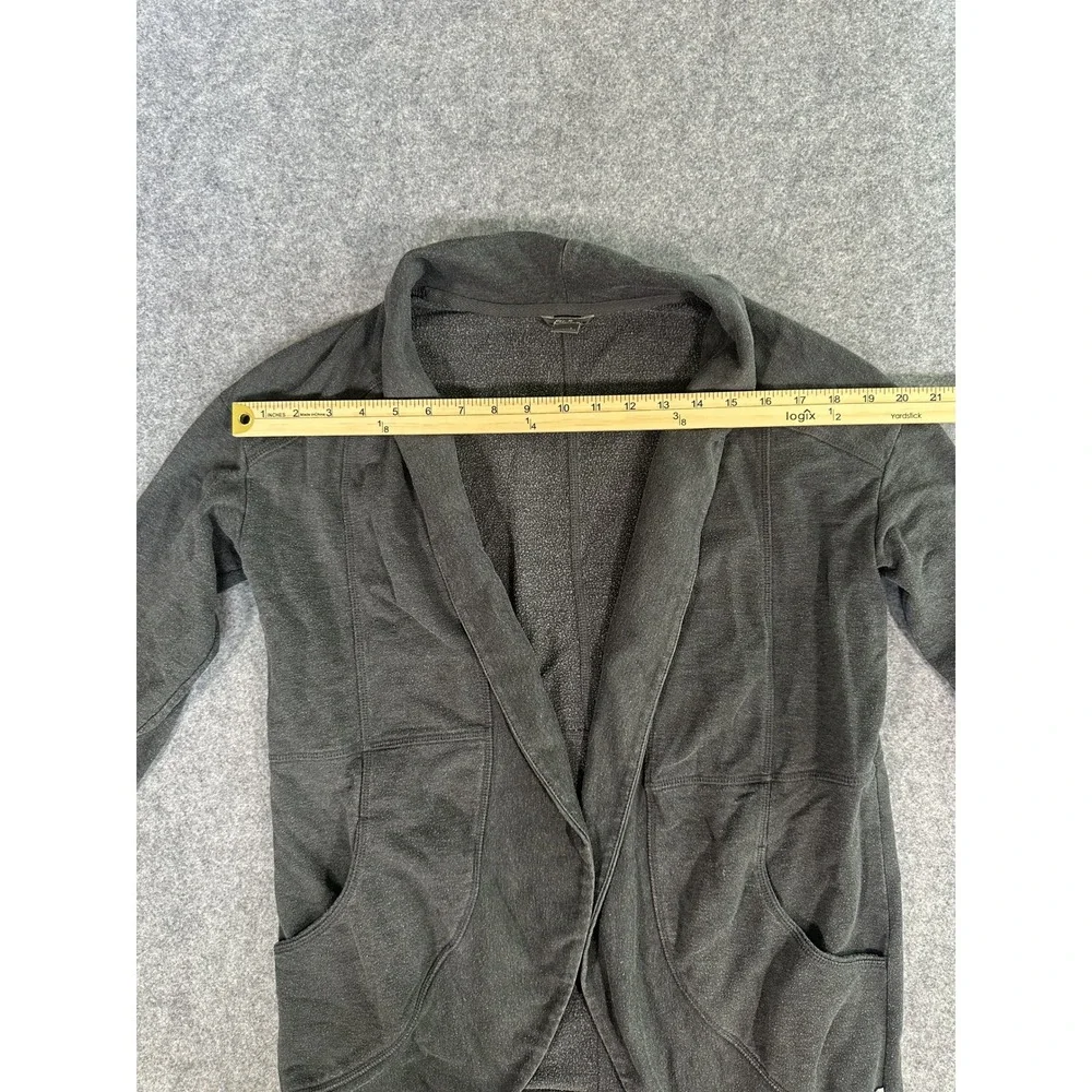 Eddie Bauer Open‎ Front Cardigan Small Gray Fleece Lined Thumbholes